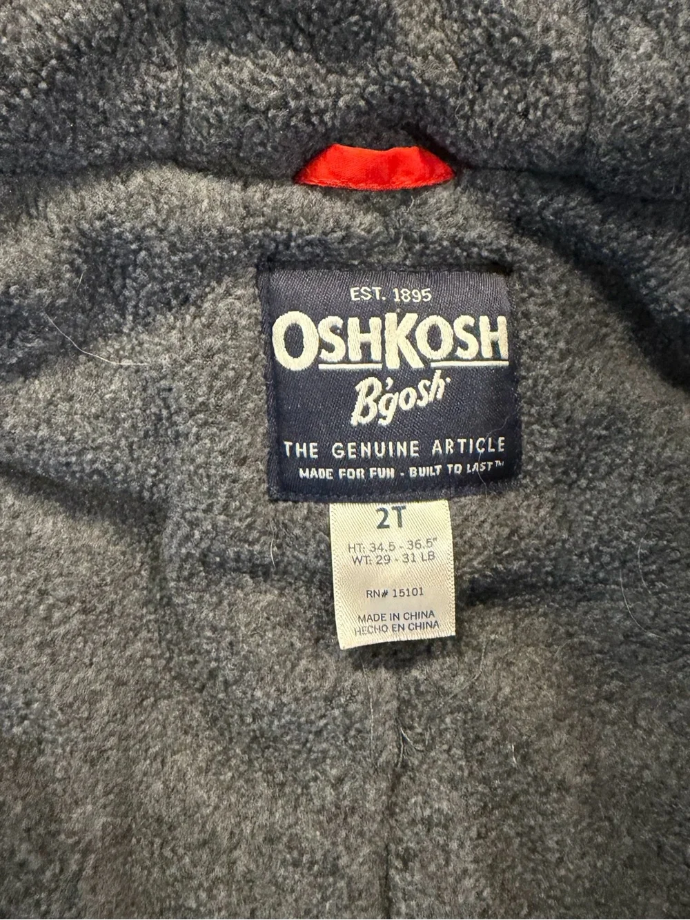 OshKosh B'gosh Red and Navy Hooded Puffer Jacket for Kids